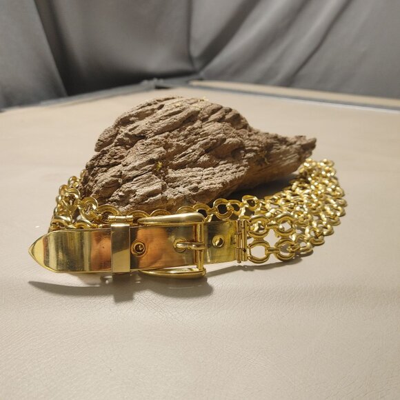 Gold Chain Size 32 Link Double Link Belt Buckle Vintage Style Adjustable Plated - Picture 10 of 10